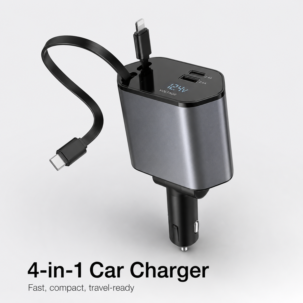 4 IN 1 Retractable Super Fast Car Phone Charger