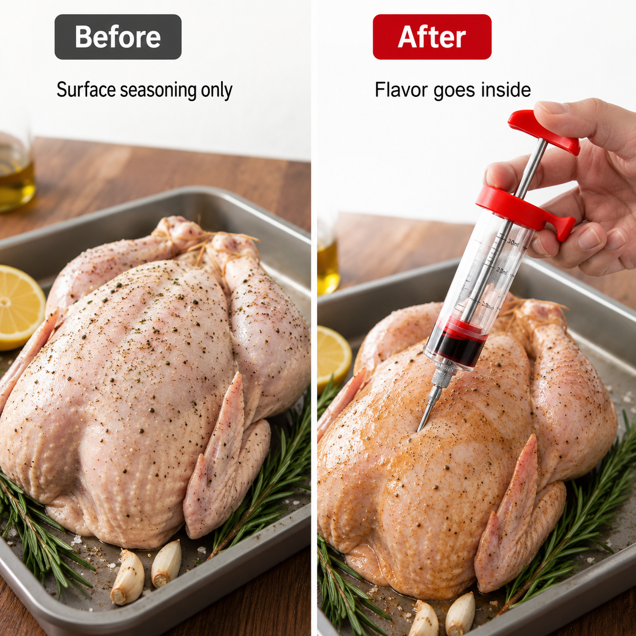 Meat Marinade Syringe – Meat Flavor Infuser with Stainless Steel Needle