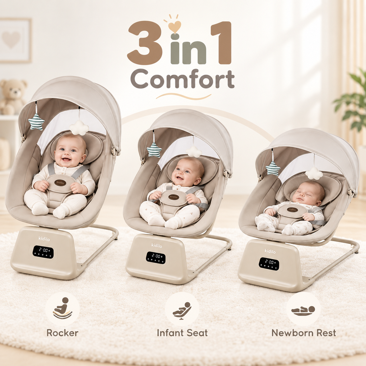 Electric baby swing and rocker