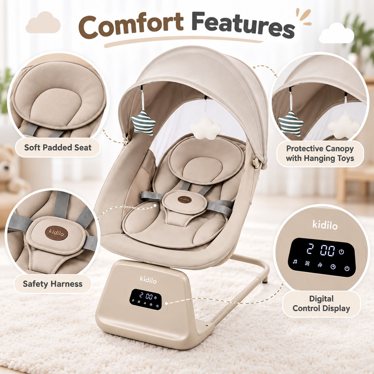 Electric baby swing and rocker