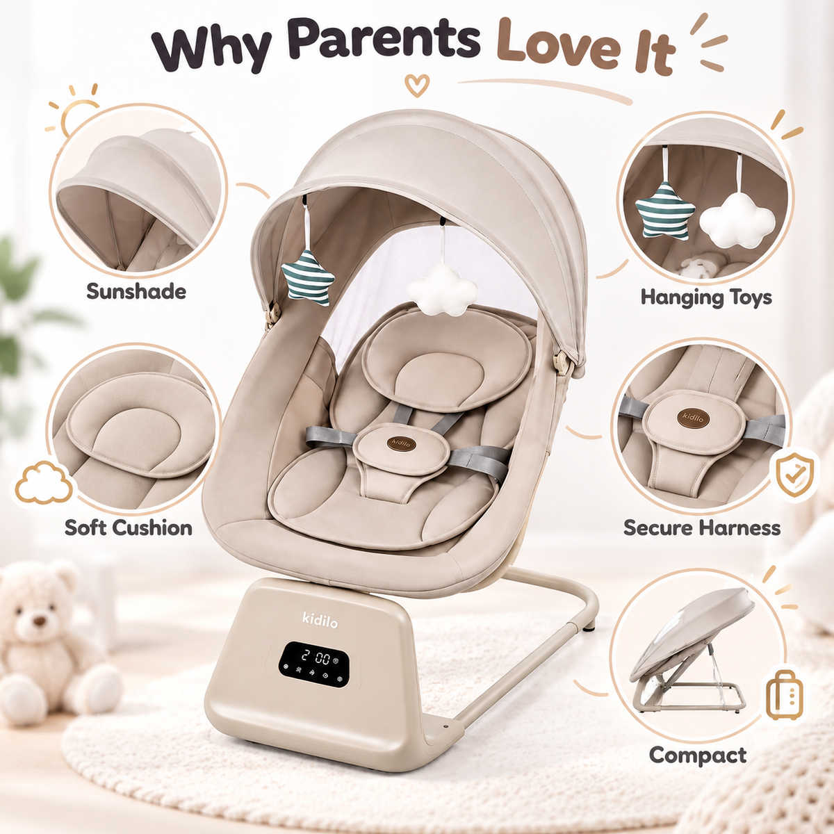 Electric baby swing and rocker