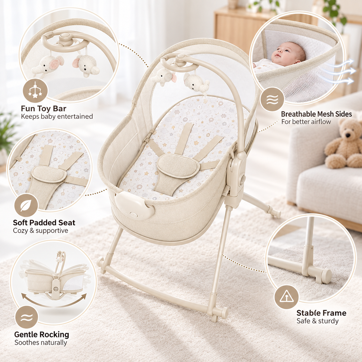 Baby Swing Cradle and Bedside for Babies