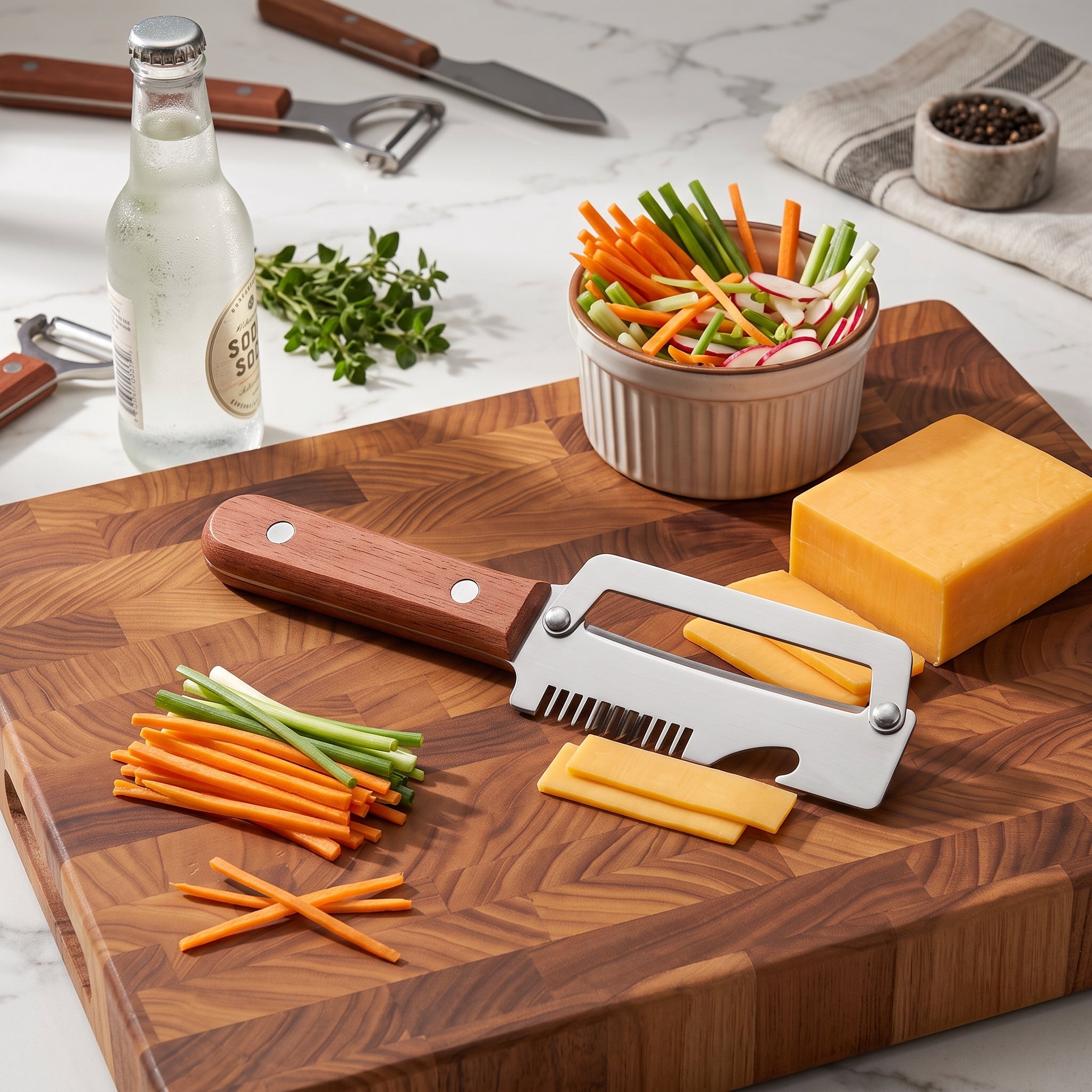 Wooden Handled Stainless Steel And Peeler