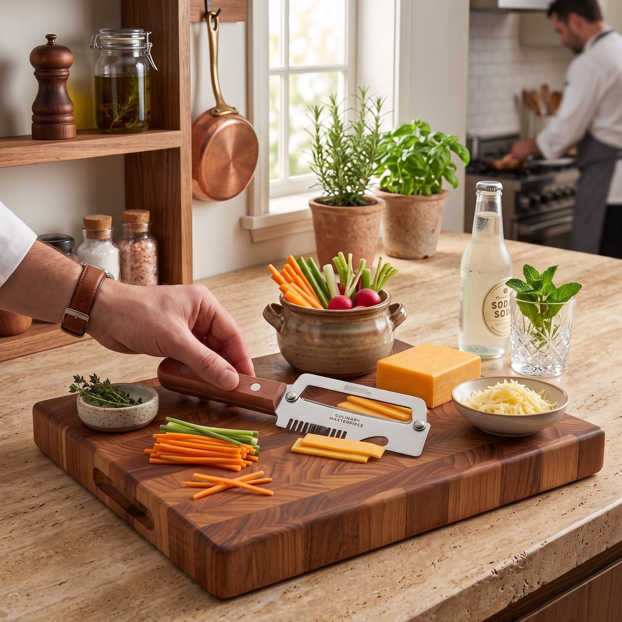 Wooden Handled Stainless Steel And Peeler