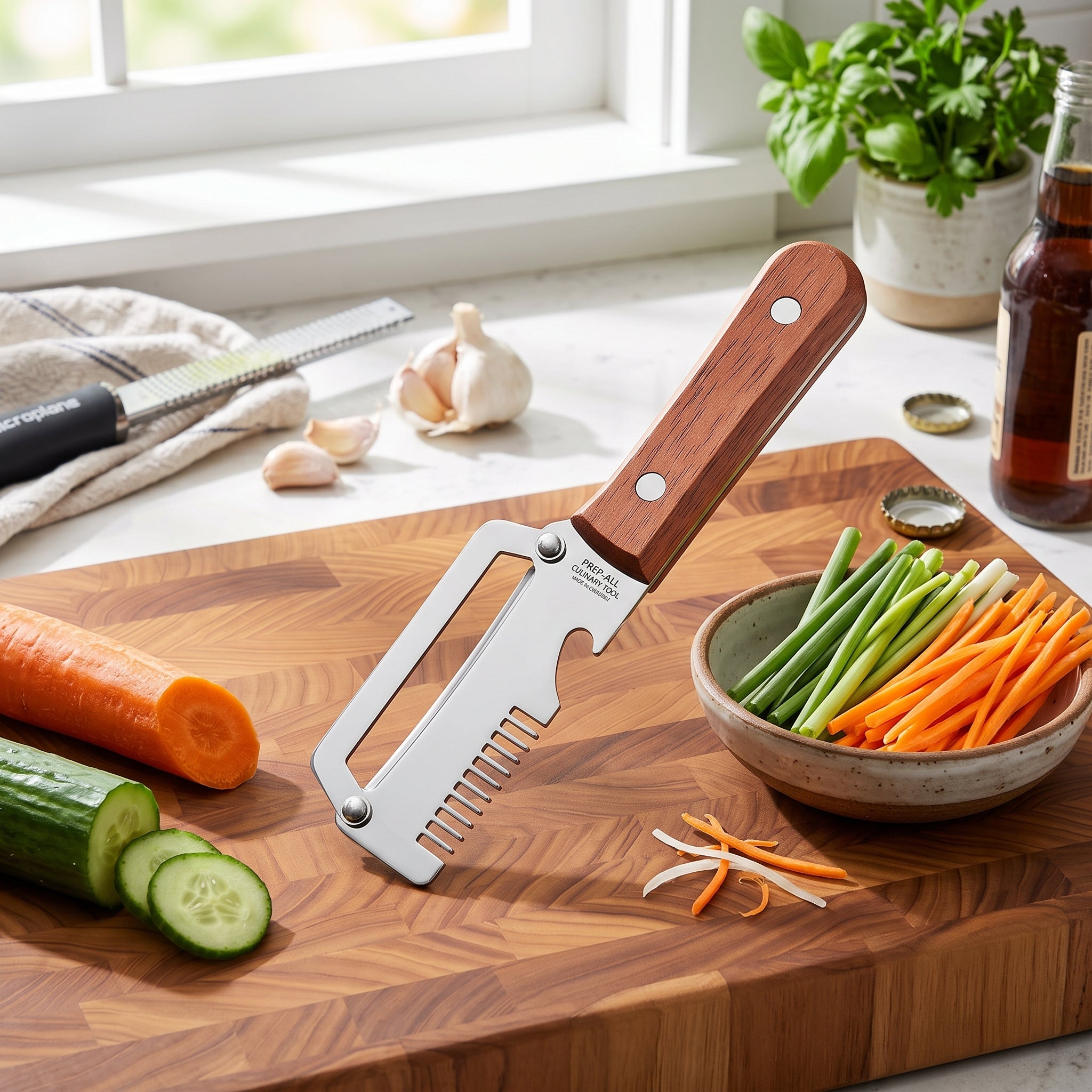 Wooden Handled Stainless Steel And Peeler