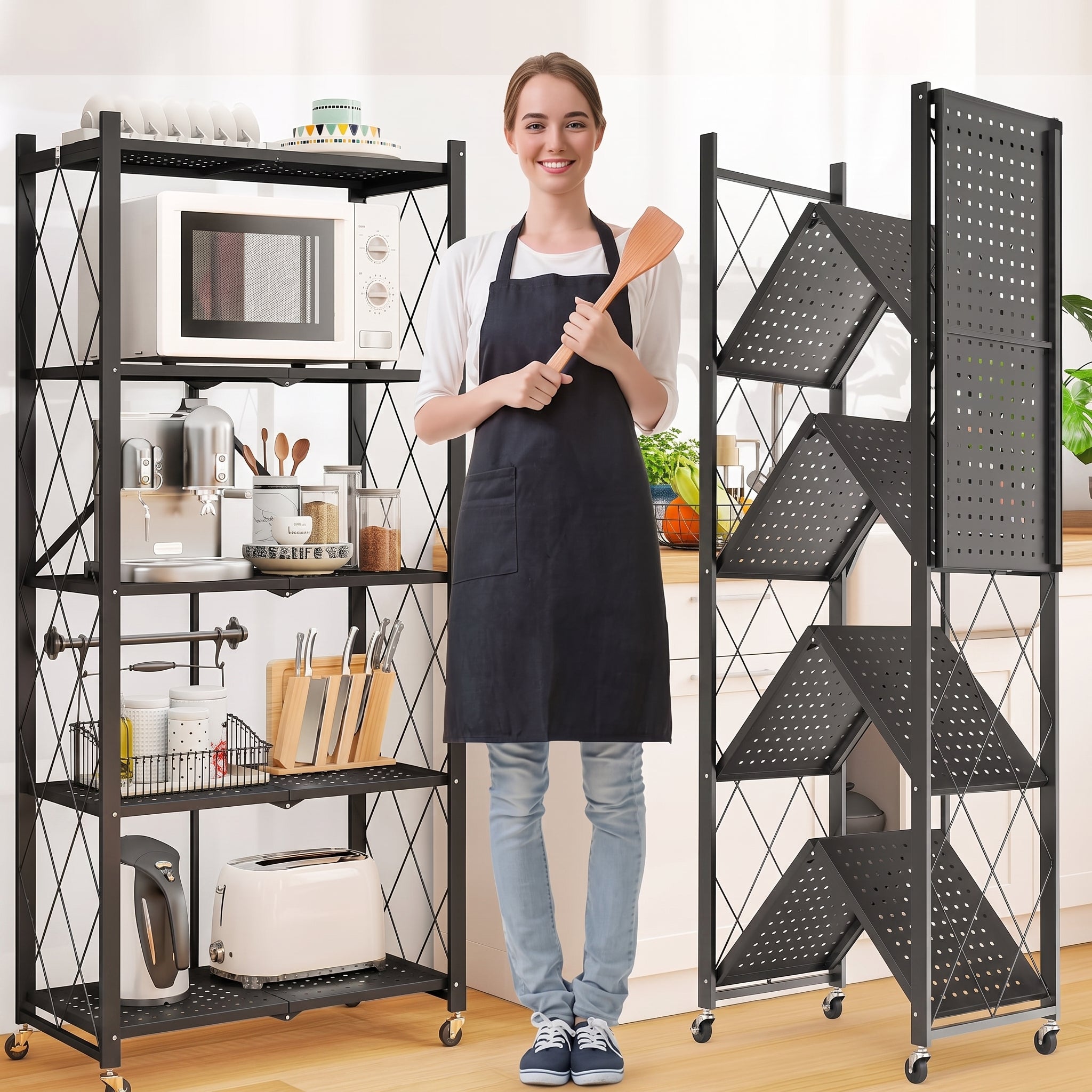 5-Tier Foldable Storage Rack with Wheels