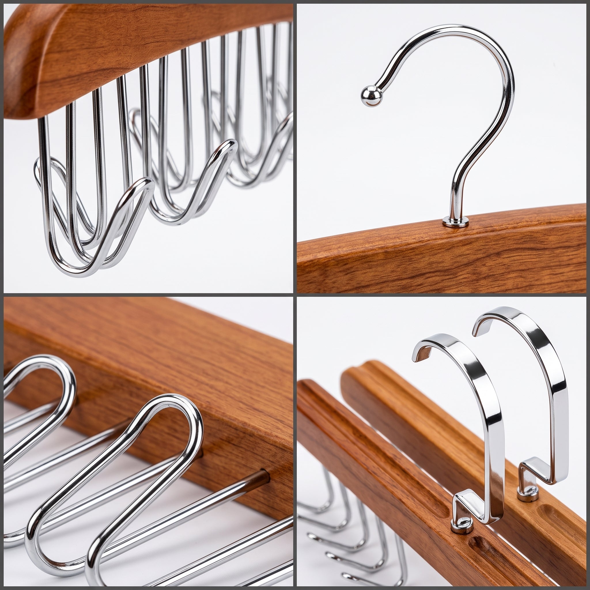 Multifunctional Wooden Hanger with 8 Hooks