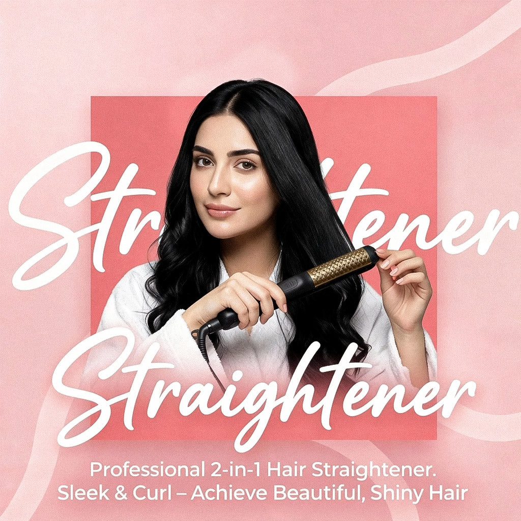 2 in 1 Ceramic Hair Straightener with Adjustable Temperature