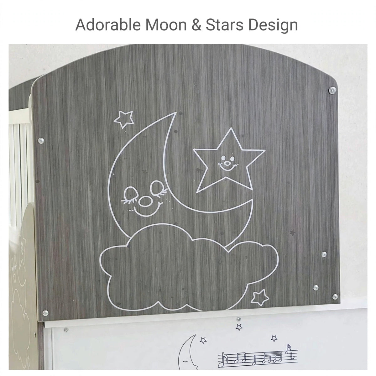 Halfri Wooden Baby Crib with Storage Drawer – Moon & Stars Design, Loc - Image 5