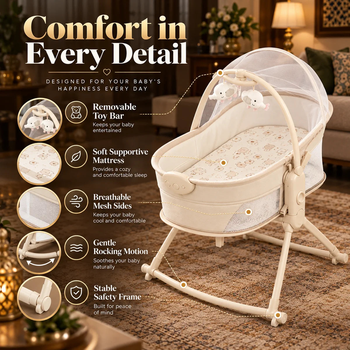 Multi-Functional 4 in 1 Deluxe Bassinet Swing - image 2