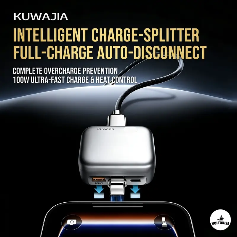 140W Fast Charging Automatic Pop-off Charging Disconnector Type-C, Smart Auto Stop Charging Adapter