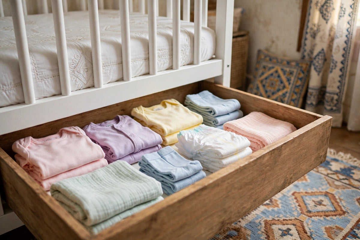 Halfri Wooden Baby Crib with Storage Drawer – Moon & Stars Design, Loc - Image 8