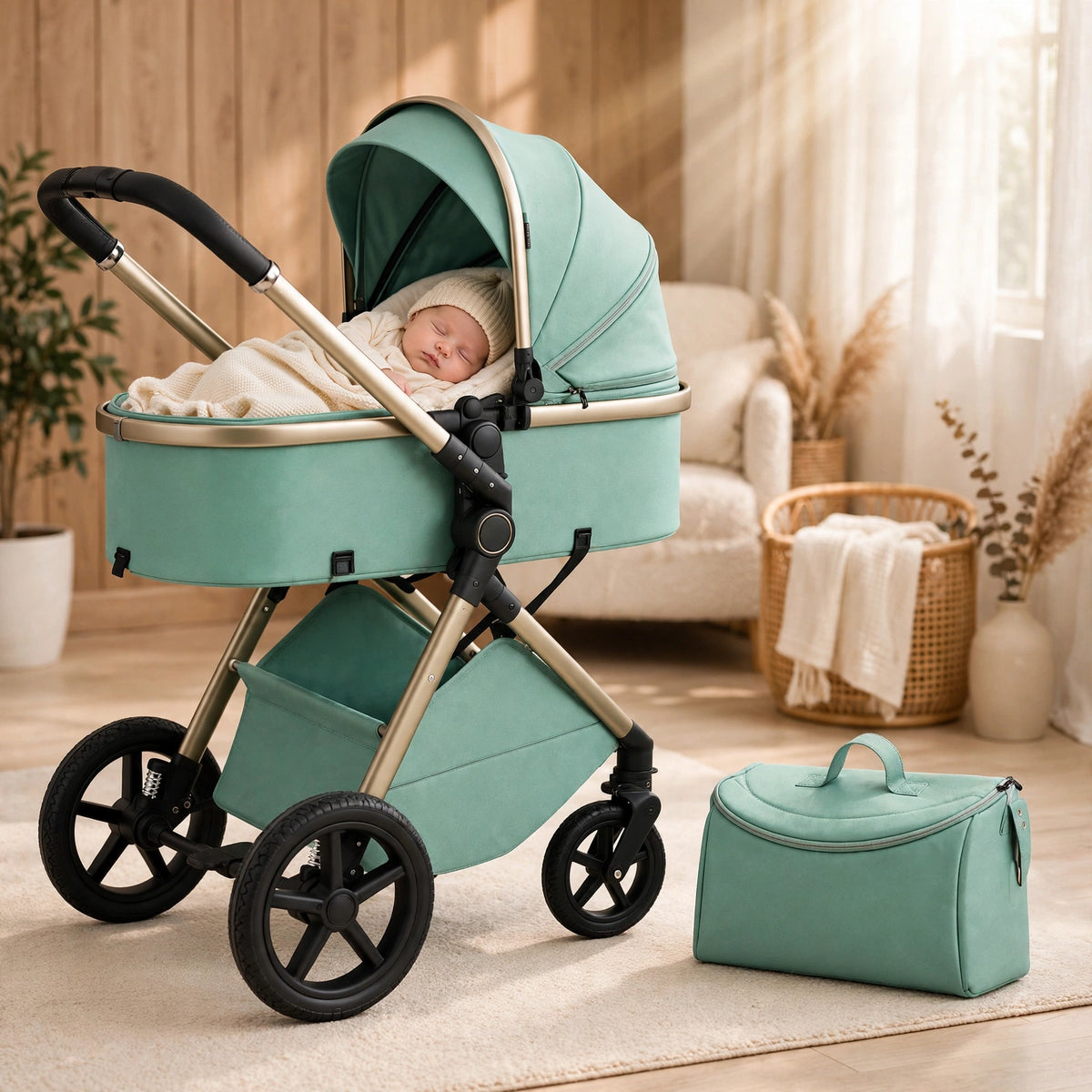 Halfri Luxury 2-in-1 Baby Stroller – Newborn Bassinet to Toddler Seat - Image 10