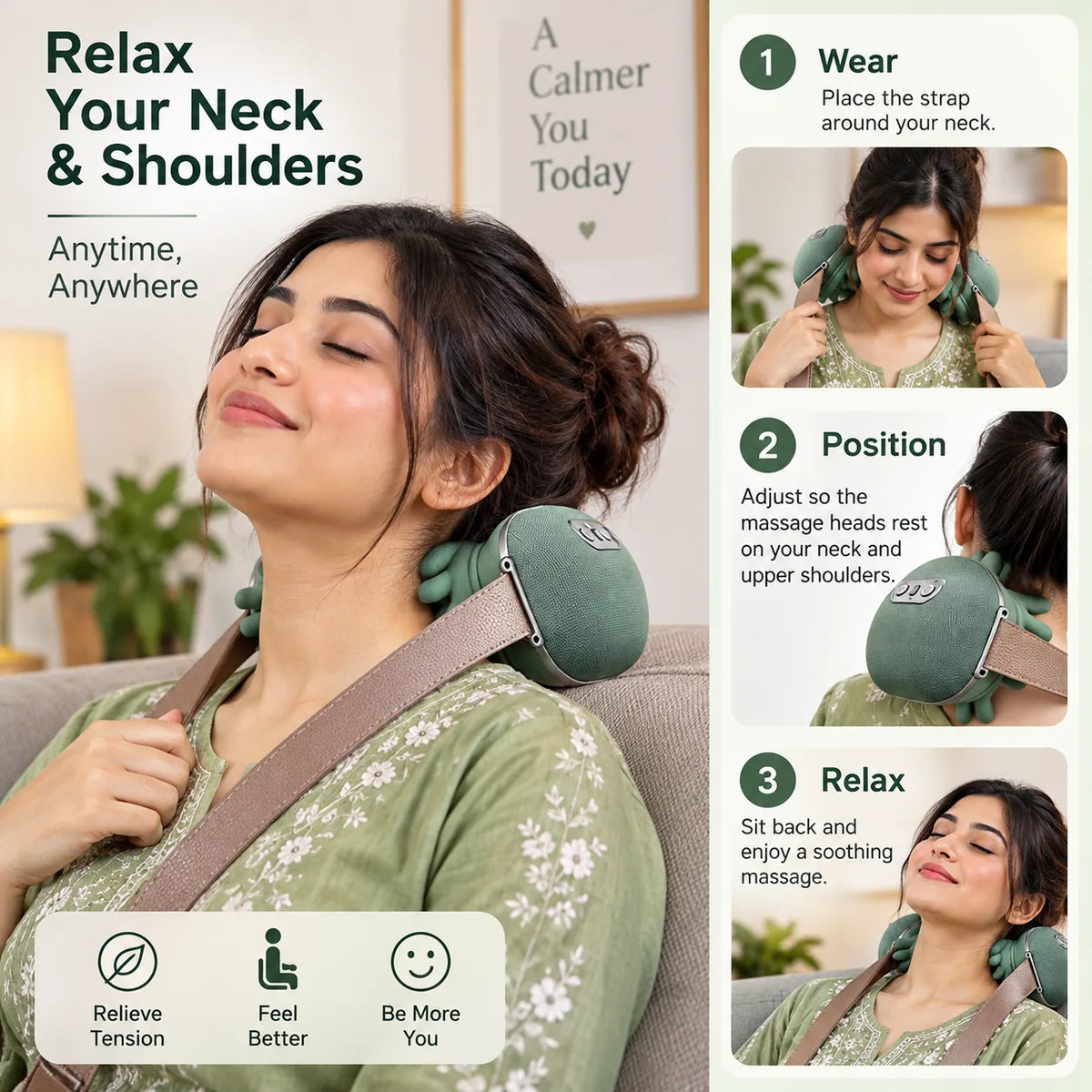 Hands-Free Deep Tissue Neck Massager – Hand-Like Kneading Nodes for Ne - Image 3