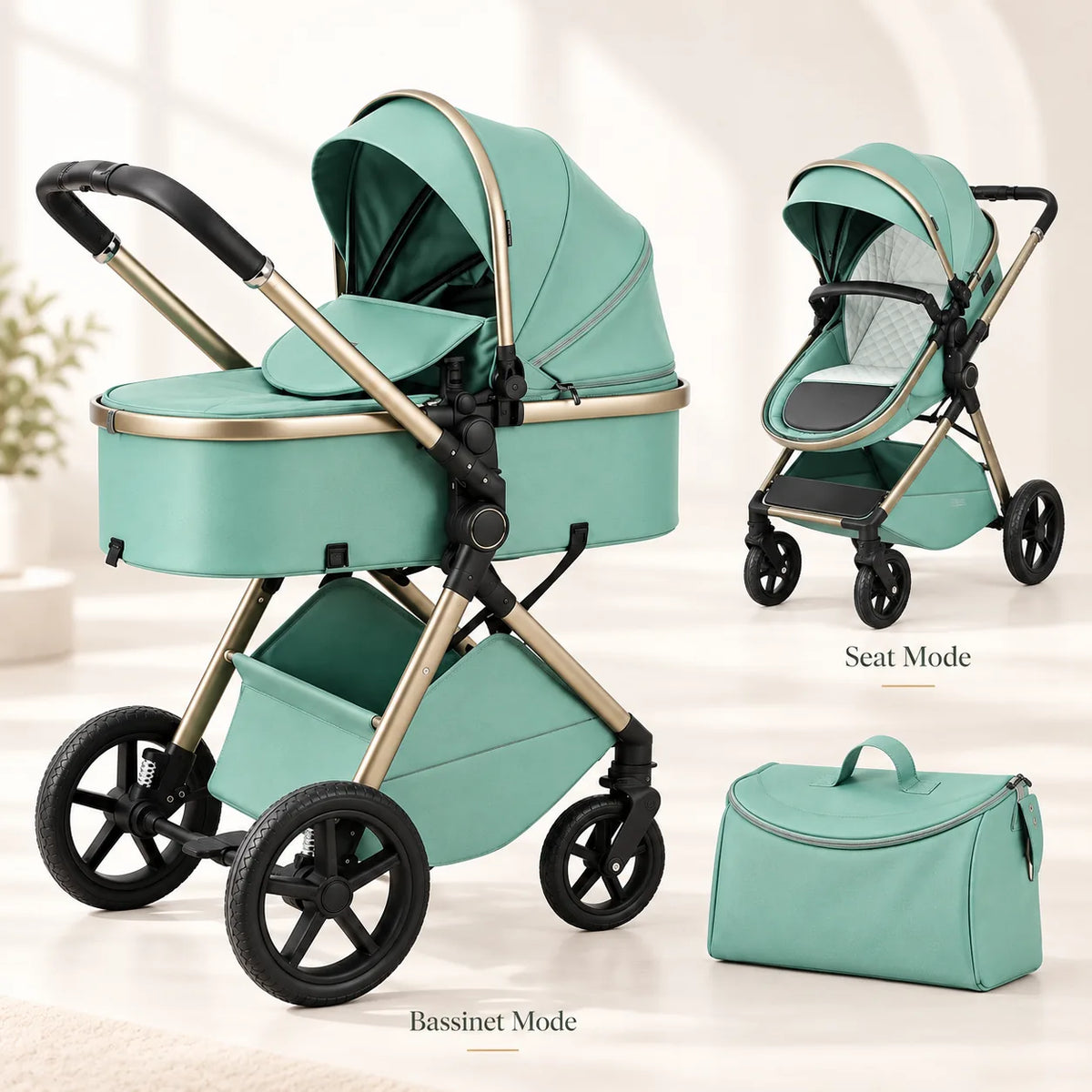 Halfri Luxury 2-in-1 Baby Stroller – Newborn Bassinet to Toddler Seat - Image 2