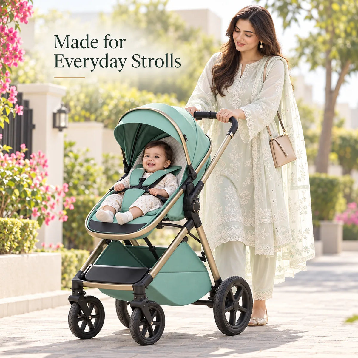 Halfri Luxury 2-in-1 Baby Stroller – Newborn Bassinet to Toddler Seat - Image 3