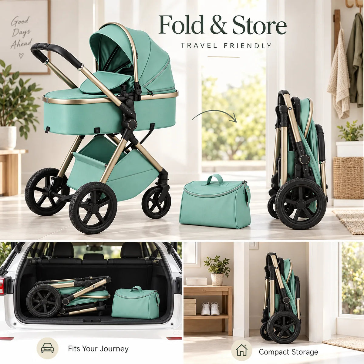 Halfri Luxury 2-in-1 Baby Stroller – Newborn Bassinet to Toddler Seat - Image 5